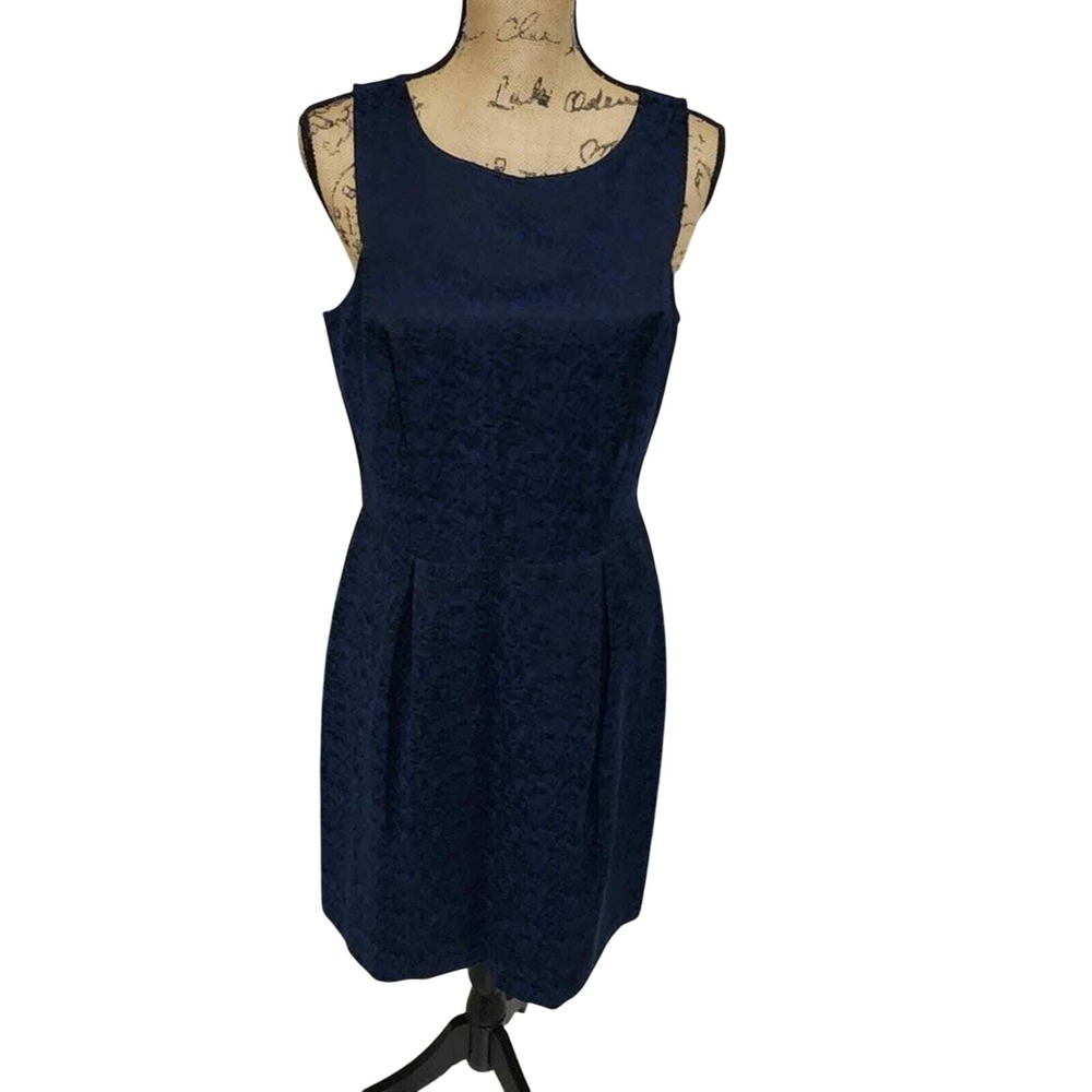 Loft black and blue Academia bodycon sheath dress size 8T TALL